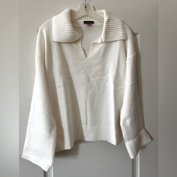 Vince Camuto Sweaters - New! Vince Camuto Designer Antique White Sweater with Collar Women’s XLarge